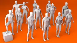13 Standing People MInimalist Low-poly  3D model