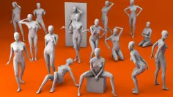 16 Sexy Women Lowpoly People Minimalist Low-poly  3D model