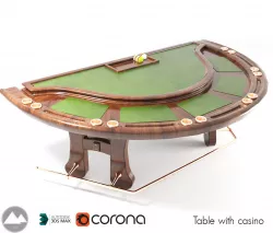3D model Poker table Table game table with casino  3D model