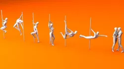 6 Pole Dancers and 1 Dancing Couple MInimalist Low-poly  3D model