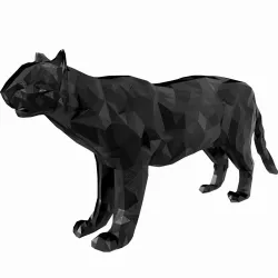 Abstract Poly-style Black Stone Tiger Figure Low-poly  3D model