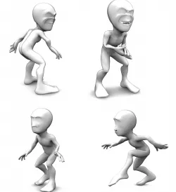 Abstract sneaking character set Low-poly  3D model