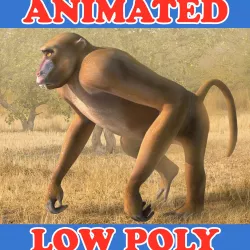 Baboon 3D Model - Animated Low-poly  3D model