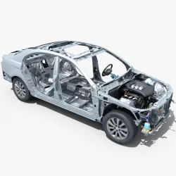 Car Frame with Chassis Engine 01 3D model