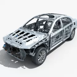 Car Frame with Chassis Engine 02 3D model
