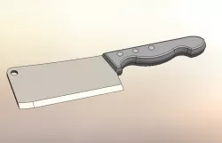 chopping block made of solid beech with cleaver