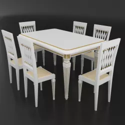 Dining set of classical design Attimec Infinity table and chairs 3D model