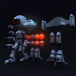 Full Rigged Robot Low-poly  3D model