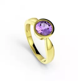 Gold ring with Round Amethyst