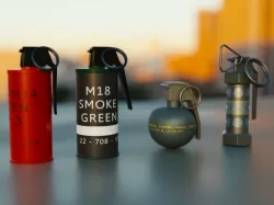 Grenades Pack Collection - M67 - AN-M18 Smoke- AN-M14 - M84 Stun Low-poly  3D model