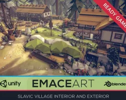 Medieval Slavic Village Interior and Exterior Kit LODs Low-poly  3D model