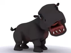 Rigged and Animated Cartoon Hippo 3D model