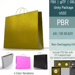 Shopping Bag - 4 material variations Low-poly  3D model