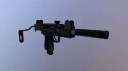 UZI with Suppressor  Low-poly  3D model