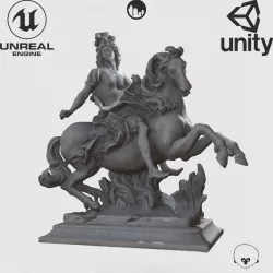VR Sculpture Equestrian Statue of King Louis XIV Ultra-Low-Poly Low-poly  3D model