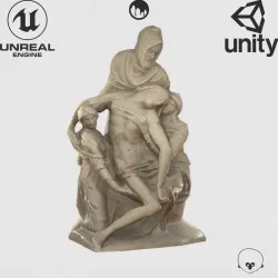 VR Sculpture The Deposition by Michelangelo Ultra-Low-Poly Low-poly  3D model