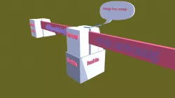 Concrete block and cramp model on planet Mars