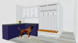 Entryway cubbies with cherry seat & open center