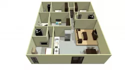 Floor-plan 120m^2 (3Bhk + Servant Quarter)