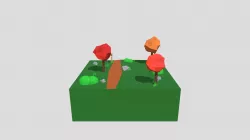 Forest with rock and bushes