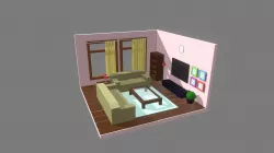 Isometric Low Poly Living Room