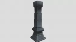 Low poly hand painted stone pillar