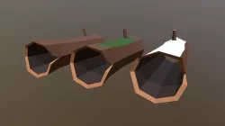 Low Poly Three Tree Trunks
