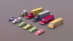 Pack of low-poly urban vehicles.