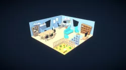 Pièce à vivre 3D low poly sous Blender
