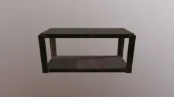rusted metal work bench