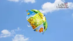 Spring Collage Umbrella - Stick
