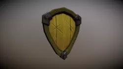 Stylized battle-worn shield