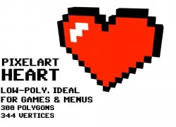 3D pixel heart icon Low-poly  3D model