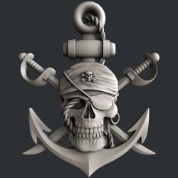 3d STL models for CNC router pirate skull 3D model