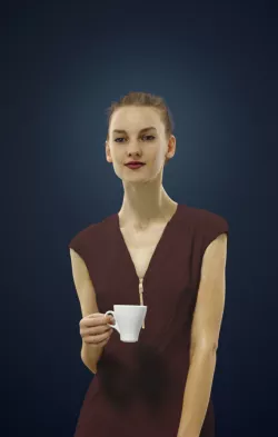 Barbara Standing While Holding A Tea Cup In One Hand 3D model