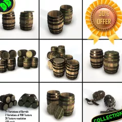 Barrels Ultimate Pack Low-poly  3D model