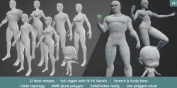 Base Meshes Character Starter Kit Low-poly  3D model