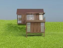 cabin on a hill house archiviz house exterior Low-poly  3D model