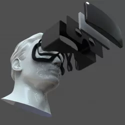 CAD Male Head Model M2P1D0V1head and VR headset template 3D model