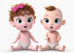 Cartoon Baby Twin Rigged 3D model