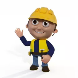 Cartoon Builder Contruction Worker Man Character 3D model Low-poly  3D model