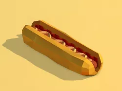 Cartoon Low Poly Hot Dog Low-poly  3D model