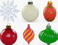 Christmas Ornaments Collection Low-poly  3D model
