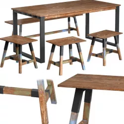 Dining Table with Chairs Look 180 3D model