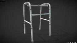 Disabled four-legged crutch old man walker Low-poly  3D model