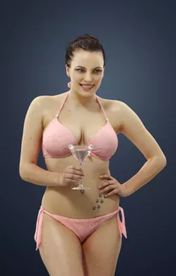 Dominica a Female Standing In Bikini Holding A Cocktail Glass 3D model
