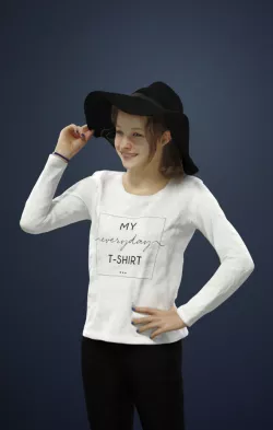 Ema Casual Teenage Female Standing And Holding Her Hat 3D model