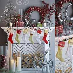 False fireplace with Christmas decoration 3D model