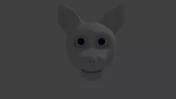 Furry Wolf Head 3D model