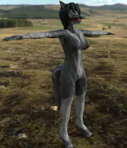 Grey Werewolf Female V2 Low-poly  3D model